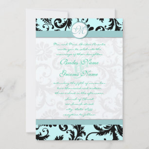 Invitación a la boda azul Aqua con luz de Damasco 