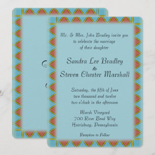 Invitación a la boda azul azteca