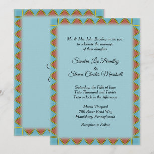 Invitación a la boda azul azteca de 5" x 7"