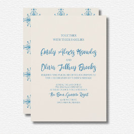 Invitación a la boda azul Azulejo