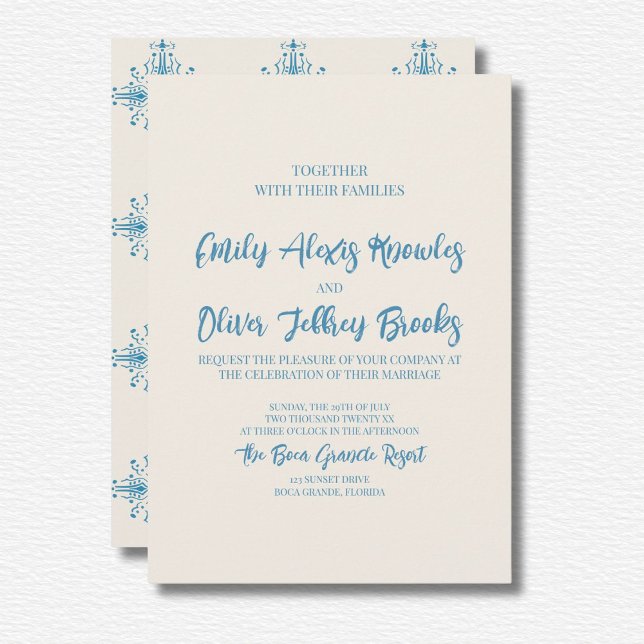 Invitación a la boda azul Azulejo (Subido por el creador)