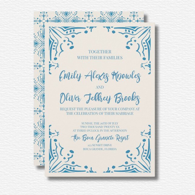 Invitación a la boda azul Azulejo (Subido por el creador)