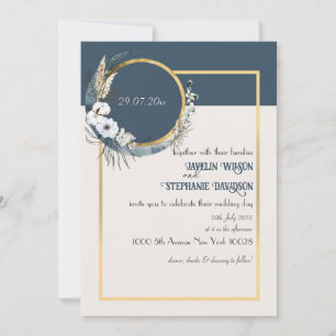 Invitación a la boda azul Boho Floral