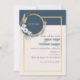 Invitación a la boda azul Boho Floral