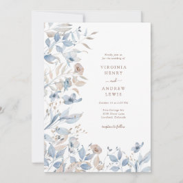 Invitación a la boda azul Boho Floral