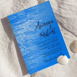 Invitación a la boda azul de Azure en la playa min