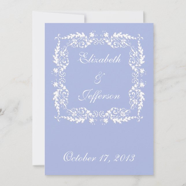 Invitación a la Boda Azul de Boda Clásica 2 (Reverso)