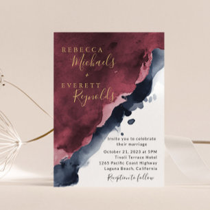 Invitación a la Boda Azul de Borgoña y Marina