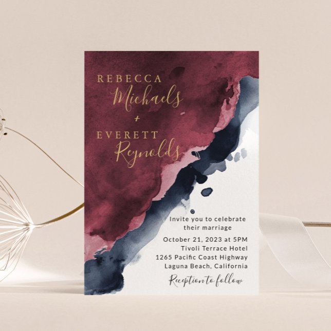 Invitación a la Boda Azul de Borgoña y Marina (Subido por el creador)