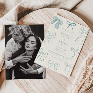 Invitación a la Boda Azul de Coquette Bows