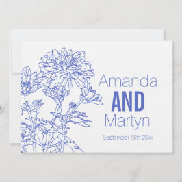 invitación a la boda azul de crisantemo boda