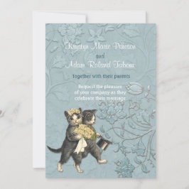 Invitación a la Boda Azul de Gatos Populares Aqua