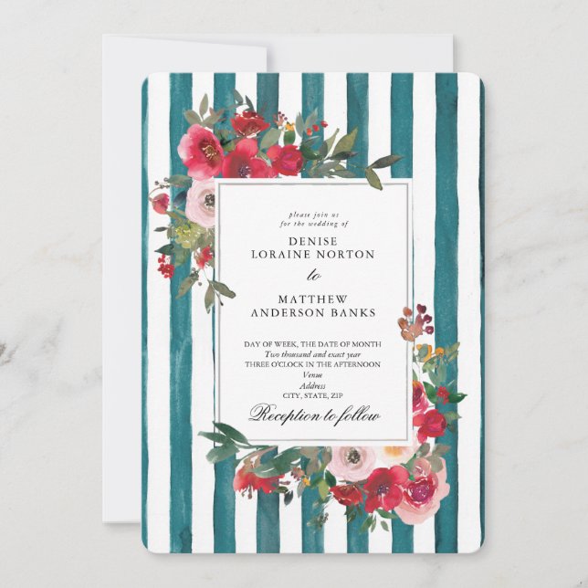 Invitación a la boda azul de Harbour (Anverso)