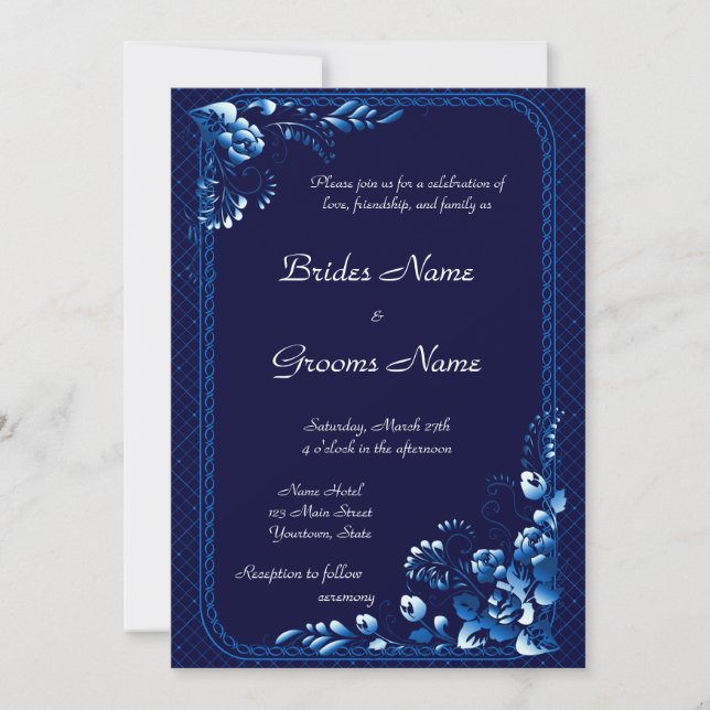 Invitación a la boda azul de la Marina (Anverso)