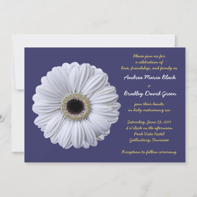 Invitación a la boda azul de la marina blanca Gerb (Anverso)