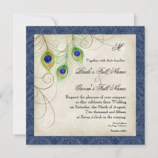 Invitación a la Boda Azul de la Marina de Pavo Rea