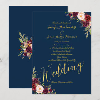 Invitación a la boda azul de la Marina de Relieve 