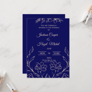 Invitación a la boda azul de la Marina Flora