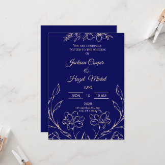 Invitación a la boda azul de la Marina Flora