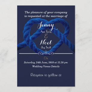 Invitación a la boda azul de la Marina Knot