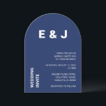 Invitación a la boda azul de la Marina Moderna<br><div class="desc">La parte delantera de esta moderna tarjeta de invitación a la boda está decorada con letras blancas en un fondo azul marino. La parte trasera de la tarjeta está cubierta con azul marino. Una preciosa tarjeta de invitación para bodas que es fácil de personalizar en línea antes de realizar el...</div>