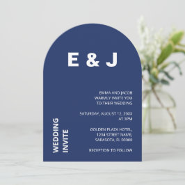 Invitación a la boda azul de la Marina Moderna