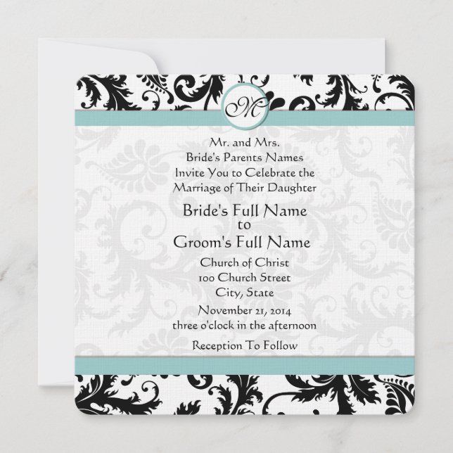 Invitación a la Boda Azul de la Piscina de Damasco (Anverso)