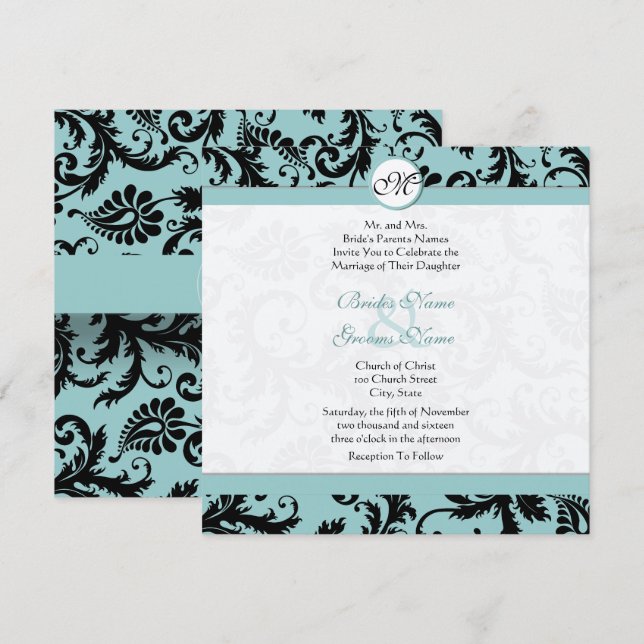 Invitación a la Boda Azul de la Piscina de Damasco (Anverso / Reverso)