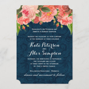 Invitación a la boda azul de Moda y marina