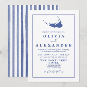 Invitación a la boda azul de Nantucket