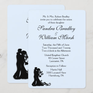 Invitación a la boda azul de novia y de Groom