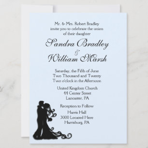 Invitación a la boda azul de novia y de Groom