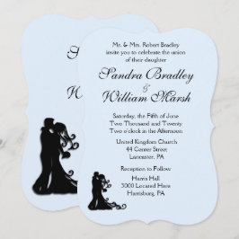 Invitación a la boda azul de novia y de Groom