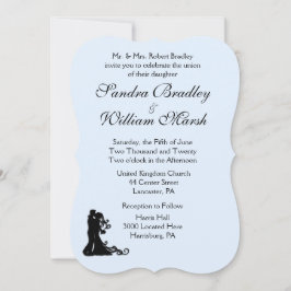 Invitación a la boda azul de novia y de Groom