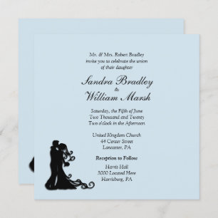 Invitación a la boda azul de novia y de Groom