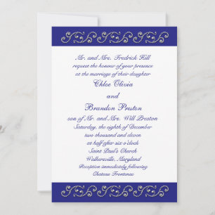 Invitación a la boda azul de perlas y zafiro