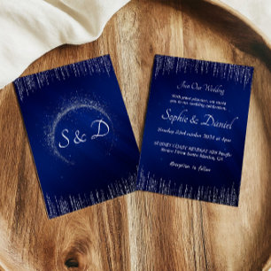 Invitación a la boda azul de plata de lujo