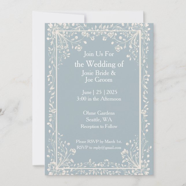 Invitación a la boda azul de Victoria (Anverso)