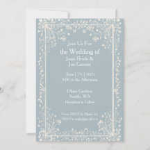 Invitación a la boda azul de Victoria