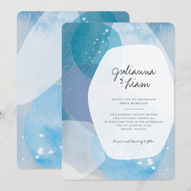 Invitación a la Boda Azul del Pacífico (Anverso / Reverso)