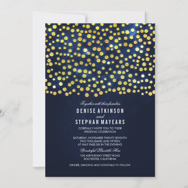 Invitación a la boda azul del Relieve metalizado d (Anverso)