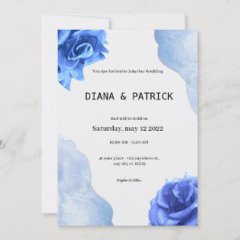 Invitación a la boda azul elegante