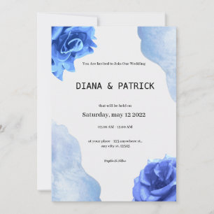 Invitación a la boda azul elegante