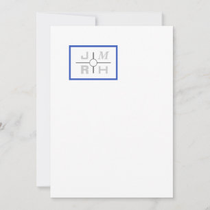 Invitación a la boda azul en la cuadrícula moderna