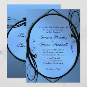 Invitación a la Boda Azul Fancy
