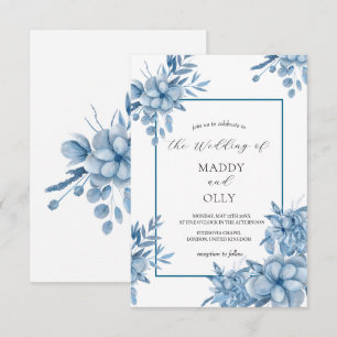 Invitación a la boda azul gris helada