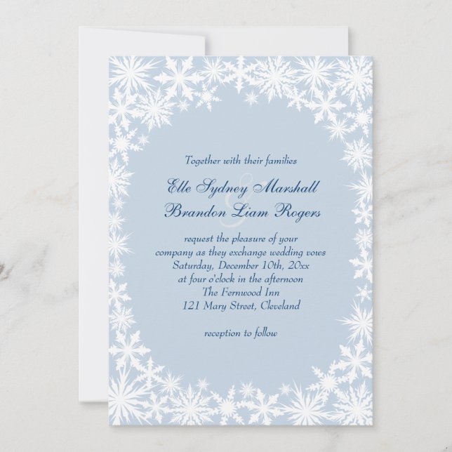 Invitación a la boda azul helada (Anverso)