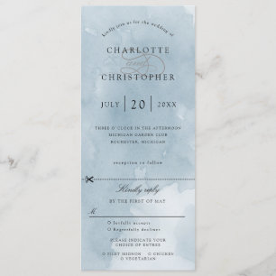 Invitación a la boda azul índigo con rsvp