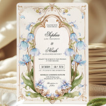 Invitación a la boda azul ligera