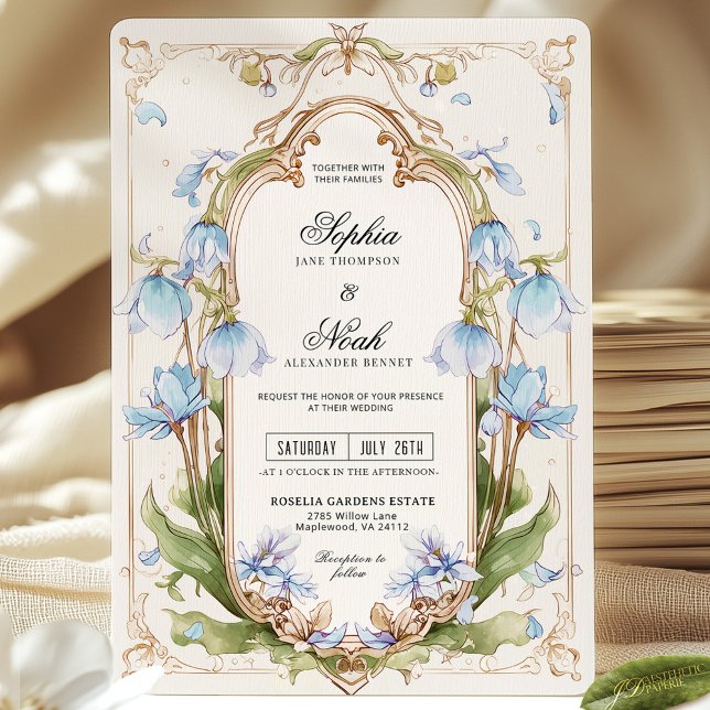 Invitación a la boda azul ligera (Subido por el creador)